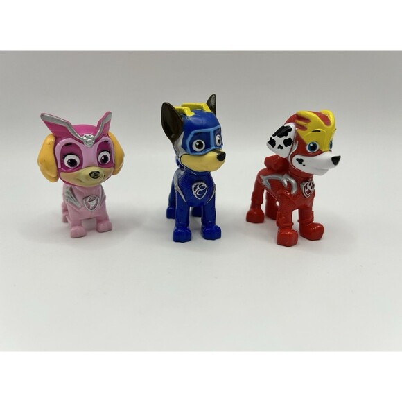 PAW PATROL Mighty Pups Skye, Chase, Marshall 2.5” Figure Lot Of 3 - Picture 5 of 7
